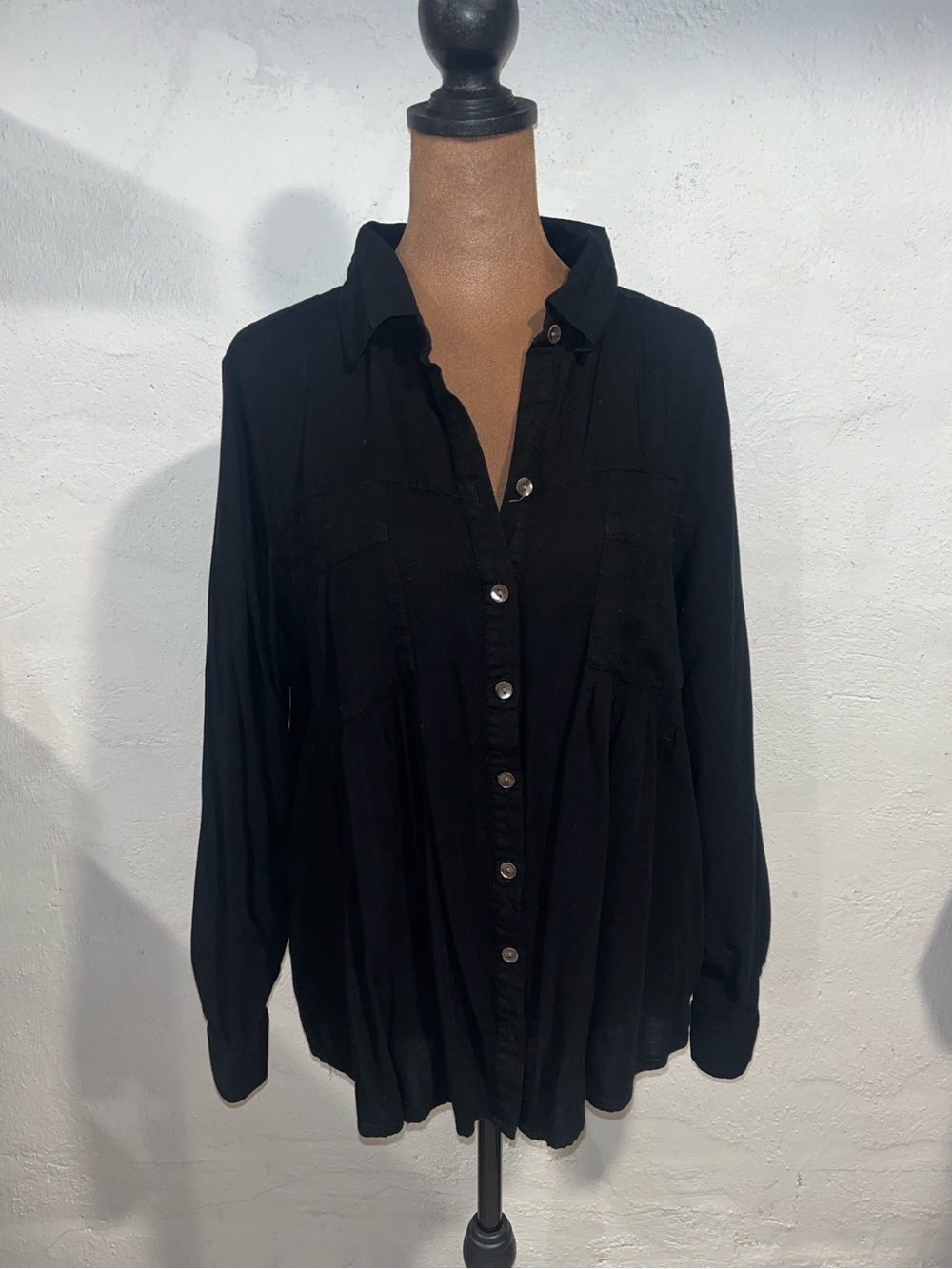 Style & Co Black Button Up Top